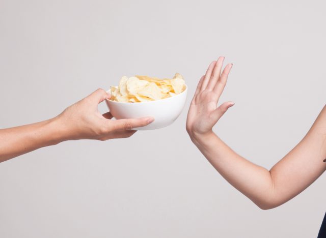 não ao conceito de batatas fritas e lanches